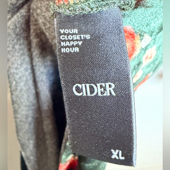 CIDER Green Floral Velvet Maxi Dress Cowl Neck Slip Size XL - Picture 6 of 7